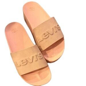 Levi's pink platform slides